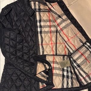 Burberry Black Quilted Jacket with Check Lining